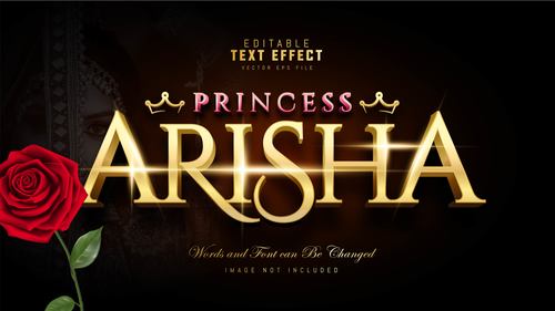 Princess arisha text effect vector