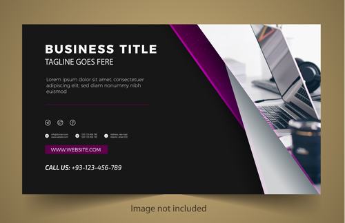 Purple and black business card design vector