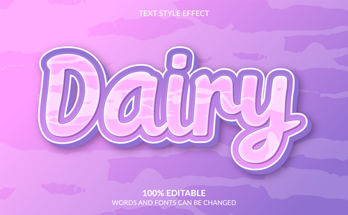 Purple dairy text style effect vector