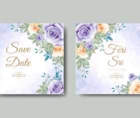 Purple flower background wedding card vector