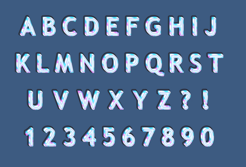 Rainbow ice 3d alphabets numbers set vector