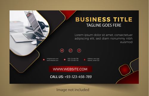 Red black business card design vector