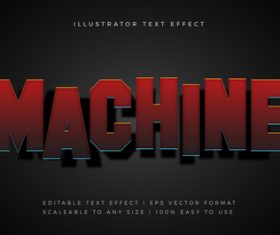 Red machine shadow text font effect vector