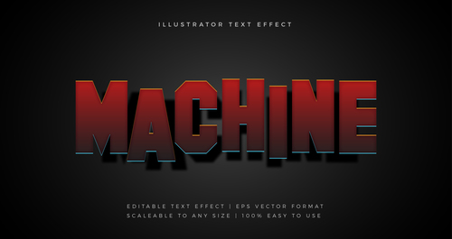 Red machine shadow text font effect vector