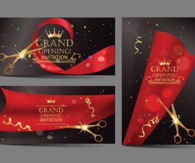 Red ribbon cutting card vector