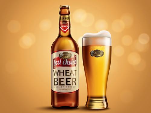 Refreshing wheat beer ad vector