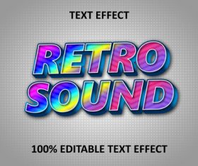 Retro rainbow music editable text effect rainbow vector