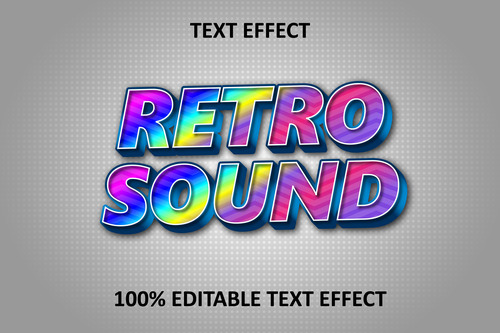 Retro rainbow music editable text effect rainbow vector