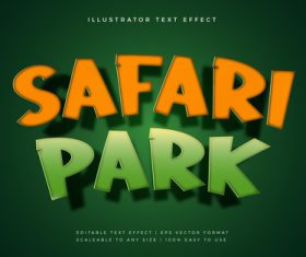Safari park theme text font effect vector