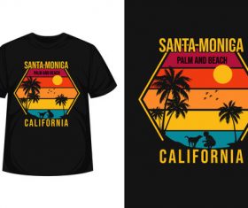 Santa monica palm T shirt design vector