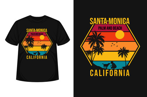Santa monica palm T shirt design vector