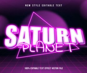 Saturn planet editable text effect modern neon pink style vector
