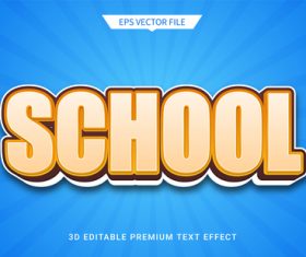 School education 3d editable text style effect vector