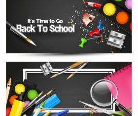 School horizontal banners black vector