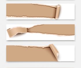 Set of banners torn paper vector background