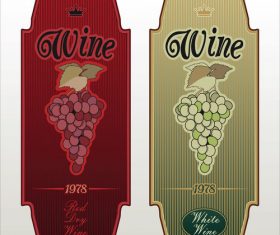 Set of vector labels for wine with grapes
