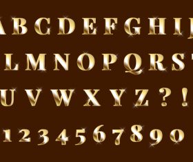 Shining gold 3d alphabets numbers set vector