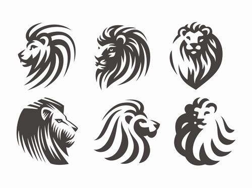 Silhouette lions design vector