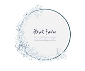 Simple flower decorative round frame hand drawn vector