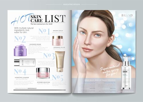 Skin care list magazine vector