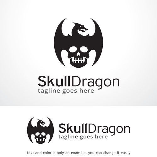 Skull Dragon logo vector