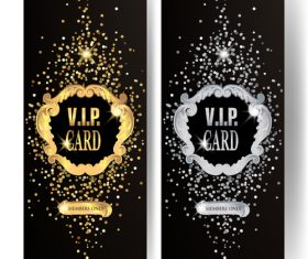 Sparkling VIP gold and silver vertical cards vector