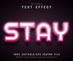Stay text pink neon style text effect vector