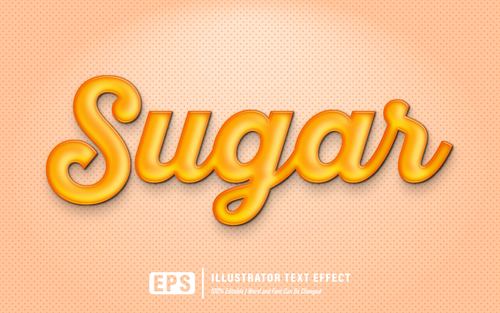 Sugar editable font effect text vector