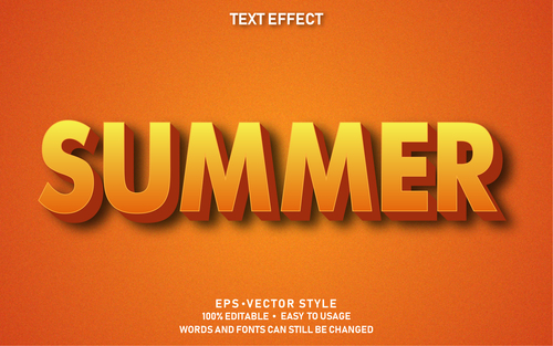 Summer editable font effect text vector