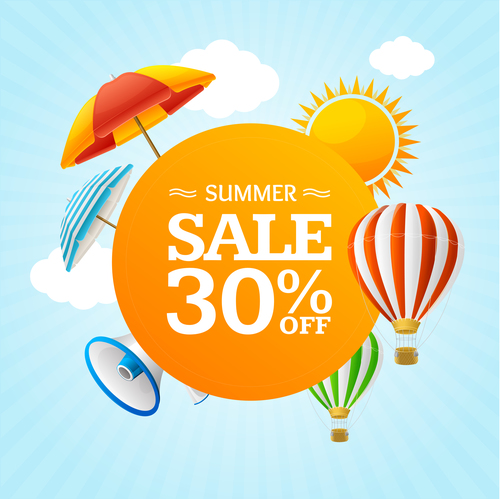 Summer half price sale flyer vector