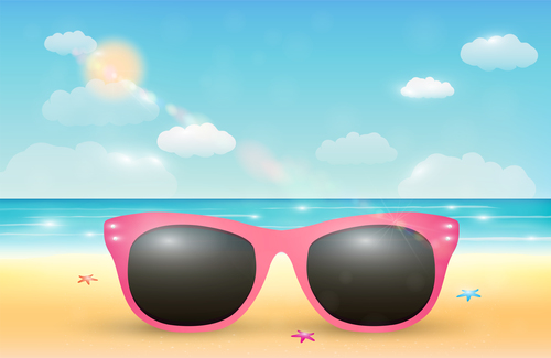 Sunglasses vector on the beach