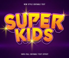 Super kids editable text effect vector