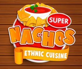 Super nachos food stickers vector