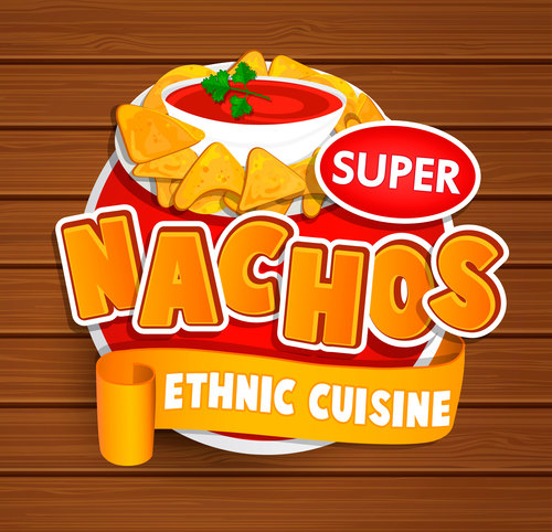 Super nachos food stickers vector