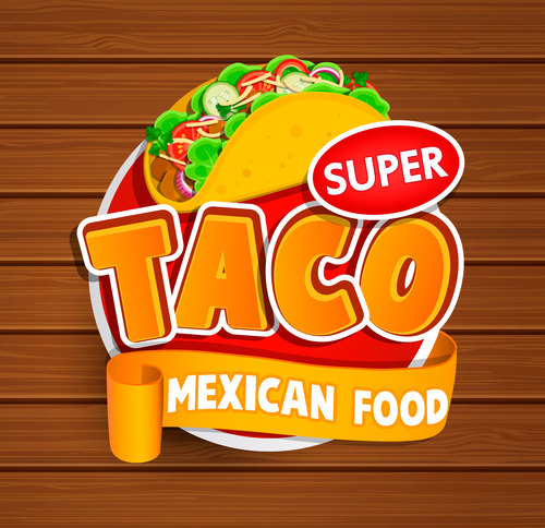 Taco food stickers vector