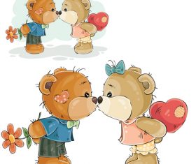 Teddy bears couple vector