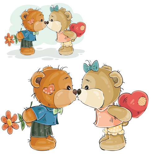 Teddy bears couple vector