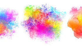 Three watercolor splatter stains design vector