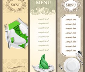 Triple restaurant menu design vector