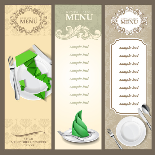 Triple restaurant menu design vector