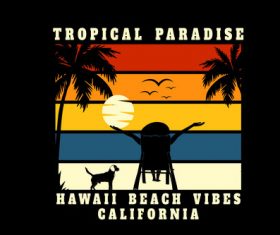Tropical paradise hawaii beach vector