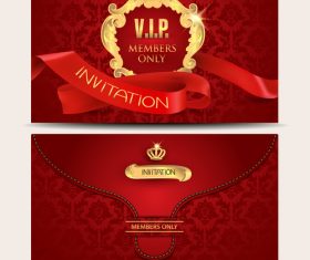 VIP elegant red envelopes with red curled ribbon vector