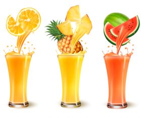 Various flavors of fruit juice vector