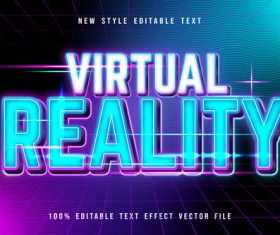 Virtual reality editable text effect modern neon style vector