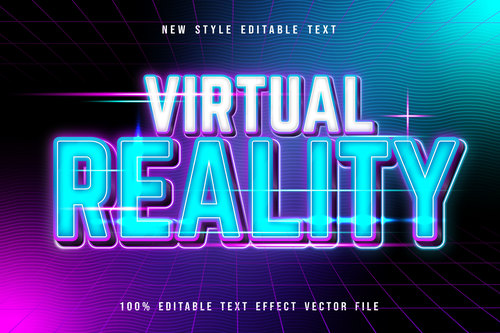 Virtual reality editable text effect modern neon style vector