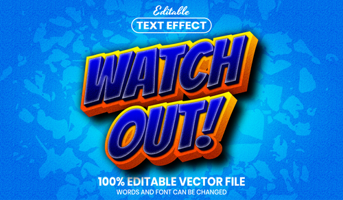 Watch out text font style vector