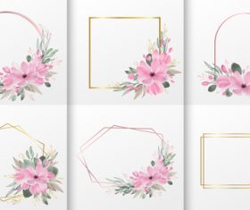 Watercolor floral frame vector