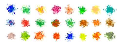 Watercolor splatters many colors vector