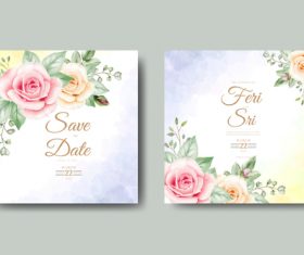 Watercolor wedding card vector