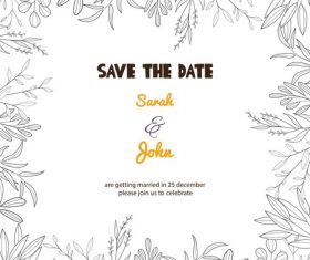 Wedding invitation card frame hand drawn vector